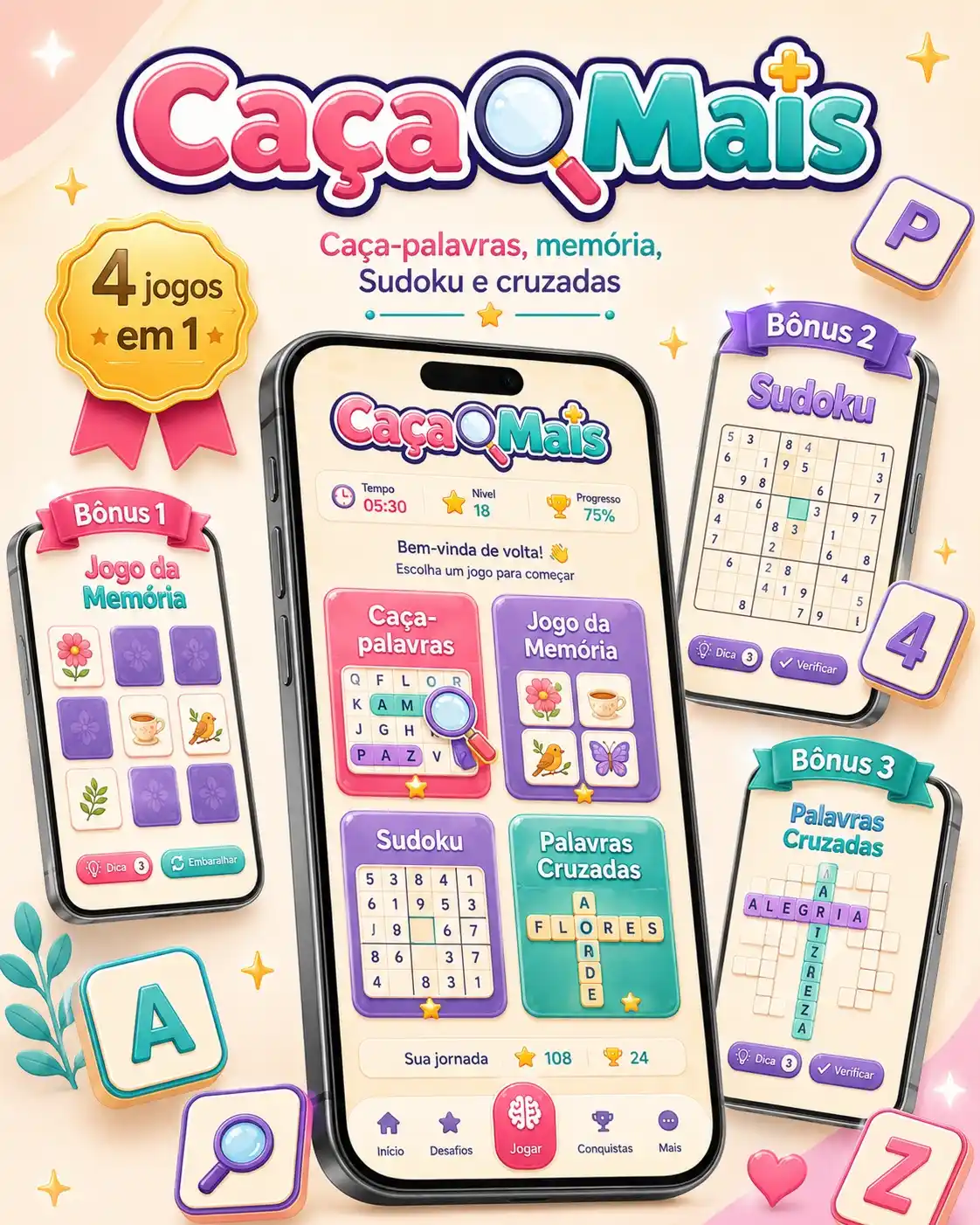 Mockup principal do CaçaMais